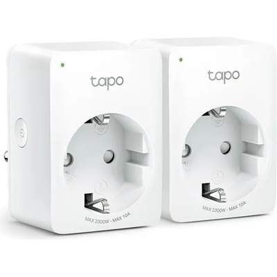 Смарт контакт TP-Link Tapo P100 2-pack, Wi-Fi, Bluetooth 4.2, Android/iOS, бял