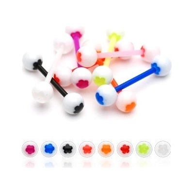 Šperky eshop piercing do jazyka s kvítkem W41.10 Červená