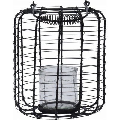 Lampa kov drátěná 185x240mm se závěsem na svíčku, černá
