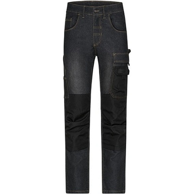 James&Nicholson Pánske pracovné nohavice JN875 Black Denim