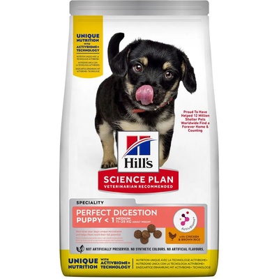 Hill's 2х14кг Medium Puppy Perfect Digestion Hill's Science Plan, суха храна за кучета