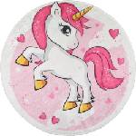 Vitaus Розов детски килим подходящ за пране ø100 cm Pink Unicorn - Vitaus (KRN-KID-2007-100x100)