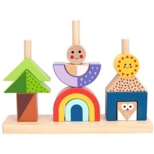 Tooky Toy Играчка Tooky: Дървена Монтесори строителна игра - Ден и нощ навън