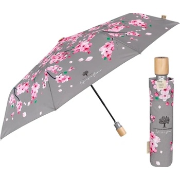 Дамски автоматичен чадър Perletti Green 19156, Черешови цветчета