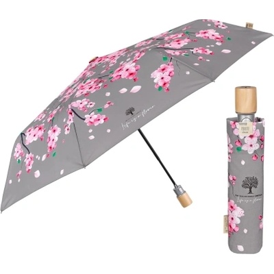 Дамски автоматичен чадър Perletti Green 19156, Черешови цветчета