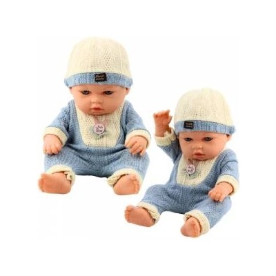 LEAN Toys Baby Doll in Blue Knitted Outfit with Cap