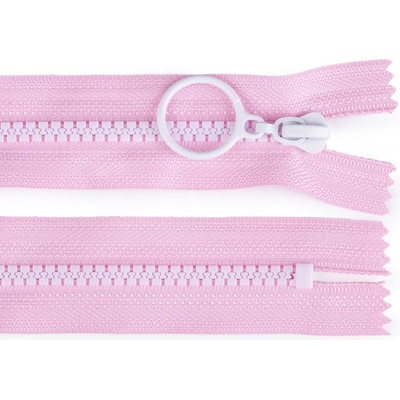 Prima-obchod Kostěný zip barevný No 5 délka 25 cm s ozdobným jezdcem, barva 6 (133) růžová světlá bílá