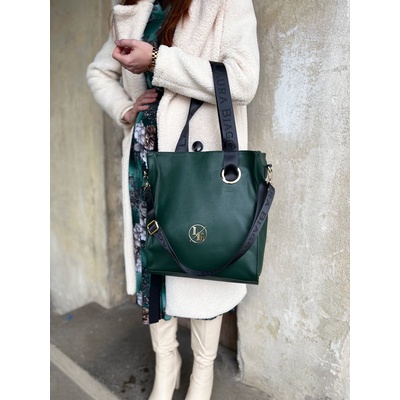 Laura Biaggi Ekokožená kabelka na rameno DX-2038-dark green