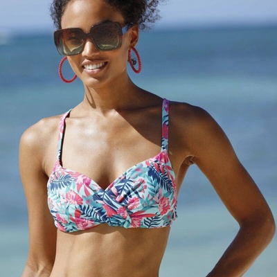 Blancheporte plavková Bawa s nariaseným prekrížením s kosticami bledomodrá/ružová