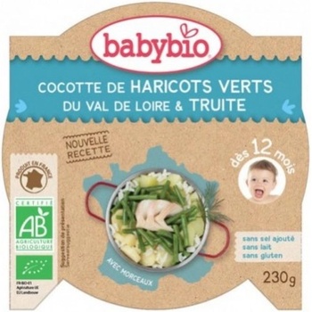 Babybio БИО Меню с Пъстърва и зелен фасул, купичка след 12 мес. 230г