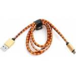 PLATINET mamba micro usb to usb leather checked cable cable 1m orange te [43325]
