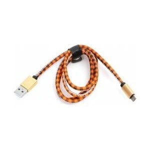 PLATINET mamba micro usb to usb leather checked cable cable 1m orange te [43325]