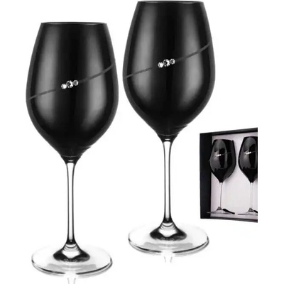 Diamante sklenice na červené víno Silhouette City Black s krystaly Swarovski 2 x 470 ml