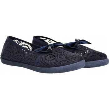 Detské čipkované tenisky s mašľou tmavomodré