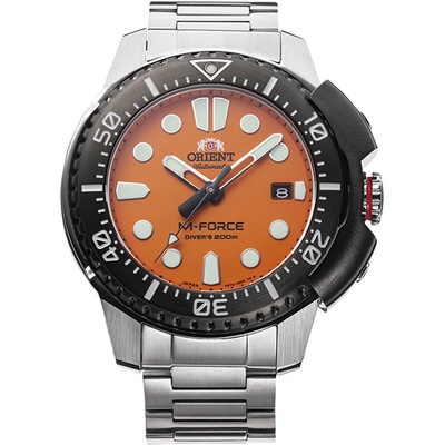 Orient M-Force RA-AC0L08Y - Мъжки, Автомат, 45mm, 200m, Сапфир, Оранжев - Sports