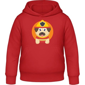 AWDis detská mikina s Kapucňu Pes hasič Ohnivá červená