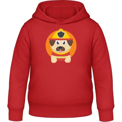AWDis detská mikina s Kapucňu Pes hasič Ohnivá červená