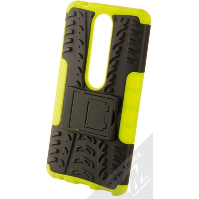 Pouzdro 1Mcz Tread Stand odolné ochranné se stojánkem Nokia 6.1 limetkově zelená černé – Zboží Živě