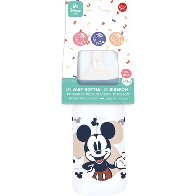 Stor dojčenská antikoliková fľaša Mickey Mouse Baby Blue 240ml 10402