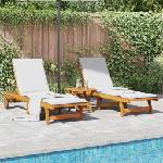vidaXL Шезлонги, 2 бр. с колелца, масивна акация (3325193)