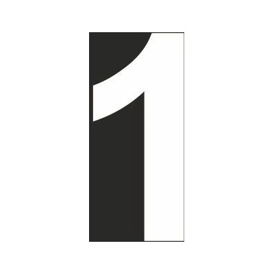 Traiva s.r.o Šablona číslice "1" vodorovné značení Verze: Plast 940 x 940 mm tl. 0.5 mm - výška číslice 630 mm - Kód: 16602