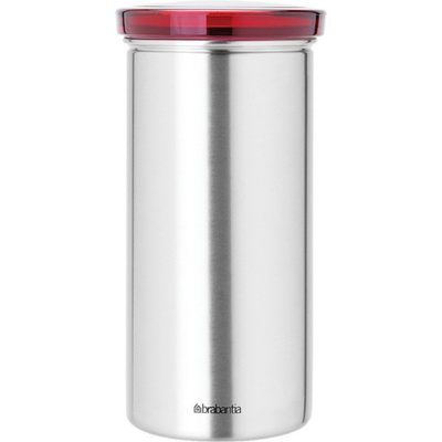 Brabantia Буркан за съхранение на кафе капсули Brabantia 646986, За до 18 броя капсули, Неръждаема стомана, Устойчив на пръстови отпечатъци, Инокс/червен (646986)