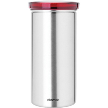 Brabantia Буркан за съхранение на кафе капсули Brabantia 646986, За до 18 броя капсули, Неръждаема стомана, Устойчив на пръстови отпечатъци, Инокс/червен (646986)