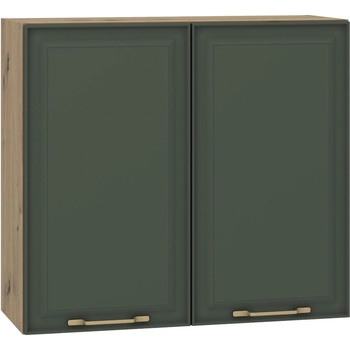 Image 1 of ЕВРОМАР Кухненски шкаф за горен ред с две врати parma В80/72 тъмнозелено/дъб артизан