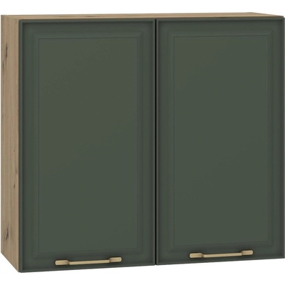 ЕВРОМАР Кухненски шкаф за горен ред с две врати parma В80/72 тъмнозелено/дъб артизан