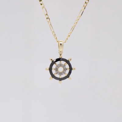 Lillian Vassago Přívěsek kormidlo s černou keramikou, kombinované zlato LLV36 GP007