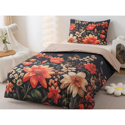 Xpose bavlna Renforcé obliečky KVETINOVÝ ZÁHON oranžové 140x200 70x90