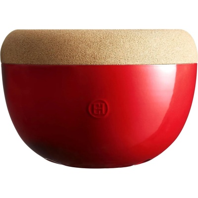 Emile henry (Франция) Керамична купа (фруктиера) с корков капак emile henry deep storage bowl - Ø27 см - цвят червен (eh 8764-34)
