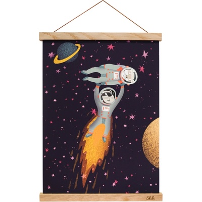 Art print plagát Skibi A3 - Fretky z Marsu - dubová lišta uni