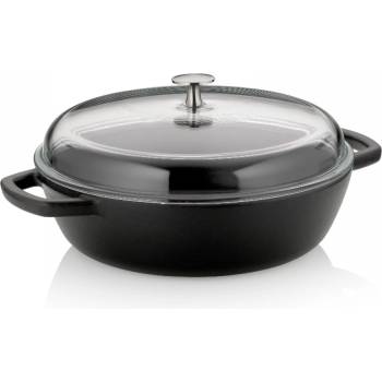 Kela Чугунена плитка тенджера със стъклен капак Calido - Ø 28 см. - черна (KELA 12466)