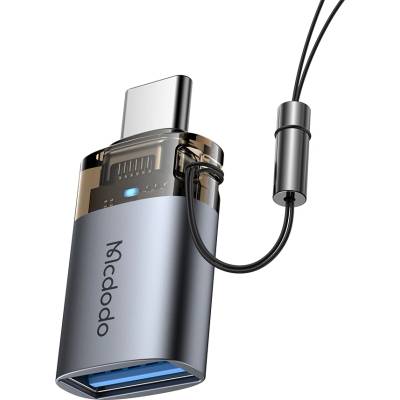 Mcdodo OTG адаптер (OT-7400) - Mcdodo - USB 3.0 към Type-C, 5Gbps, индикаторна светлина, връзка за закачане - Черно
