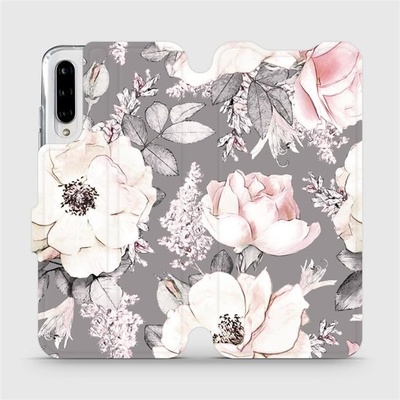 Pouzdro Mobiwear parádní flip Xiaomi Mi A3 - MX06S Květy na šedém pozadí