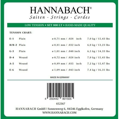 Hannabach Struny pro Klasickou kytaru Serie 800 Low tension Postříbřené 3-tá Diskant 8008LT 196285