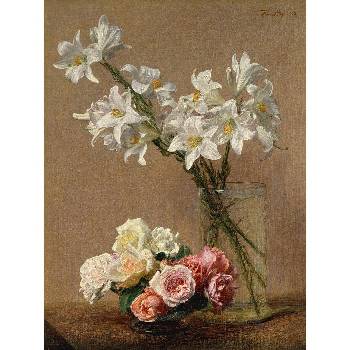 Fedkolor Репродукция на картина на Анри Фантин-Латур - , 45 x 60 cm Roses and Lilies - Fedkolor (Henri Fantin-Latour_9)