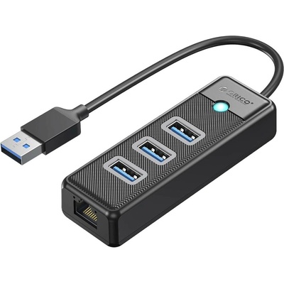 USB rozbočovač Orico PW3UR25-U3, 4 porty: 3x USB-A 3.0, 1x RJ45 2,5G Ethernet, 1 m – černý