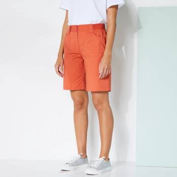 Plátěné bermudy s úpletovým pasem tomatová