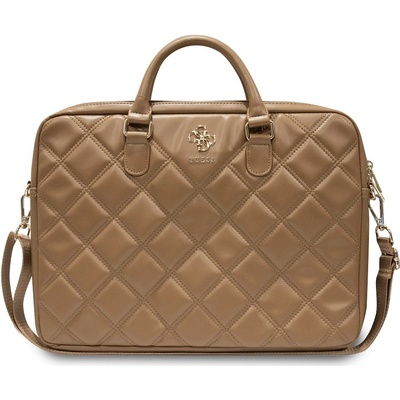 Guess PU Quilted 4G Metal Logo Computer Bag 15/16" hnědá 57983117871