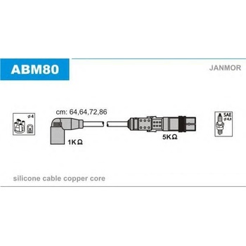 JANMOR Sada kabelů pro zapalování JNM ABM80