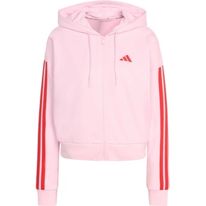 Adidas Дамско яке за тренировка Adidas Women's 3-Stripes French Terry Full Zip Hoodie Training jacket - Clear Pink / Pure Ruby - размер XXL (103-2964-0116)