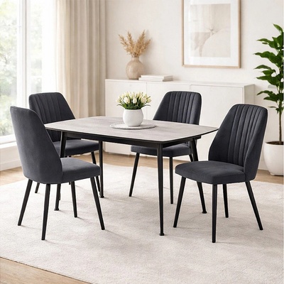 ЕВРОМАР Разтегателна трапезна маса yense снежен бор / черно