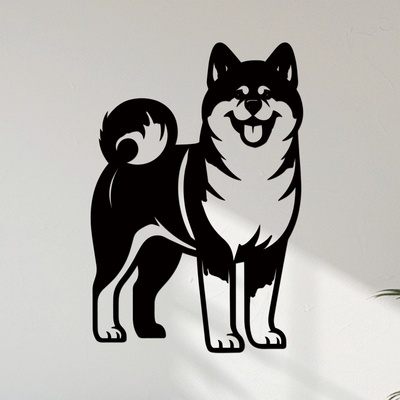 dřevo života Dřevěný obraz psa AKITA INU Rozměry (cm): 40x60, Zvolte barvu dekoru: Černá