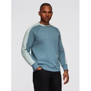 Ombre Clothing Мъжки суитшърт с контрастен кант и реглан ръкави - избелен тюркоазен V4 OM-SSNZ-0200 Ombre Clothing Ombre Clothing | Sin | МЪЖЕ | S