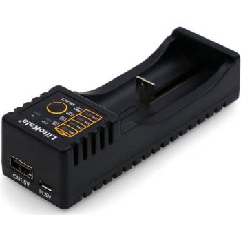 LiitoKala Lii-100 интелигентно зарядно устройство за батерии, 1 слот, обратно зареждане (Lii-100)