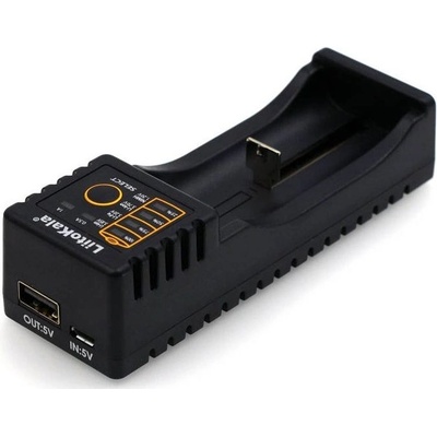 LiitoKala Lii-100 интелигентно зарядно устройство за батерии, 1 слот, обратно зареждане (Lii-100)