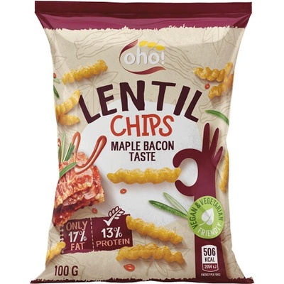 OHO Chipsy z červenej šošovice s príchuťou slaniny 100 g