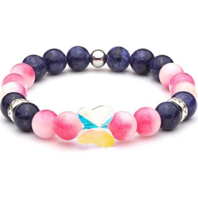 BudNej minerální motýl Swarovski z chalcedonu a sodalitu MN1121